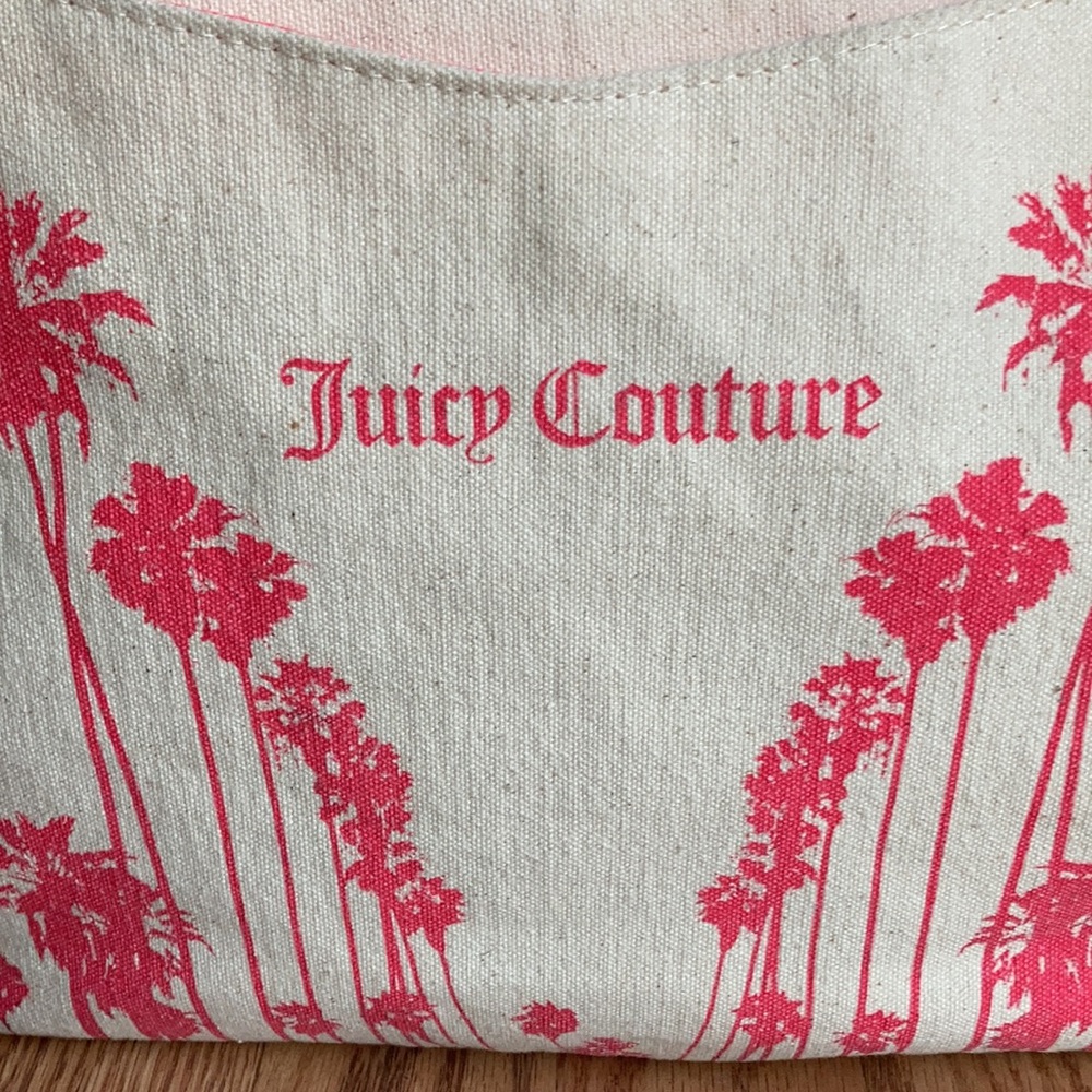 5 For $50🔥  Juicy Couture Pink & Cream Roomy Tote/Beach Bag - Picture 3 of 8